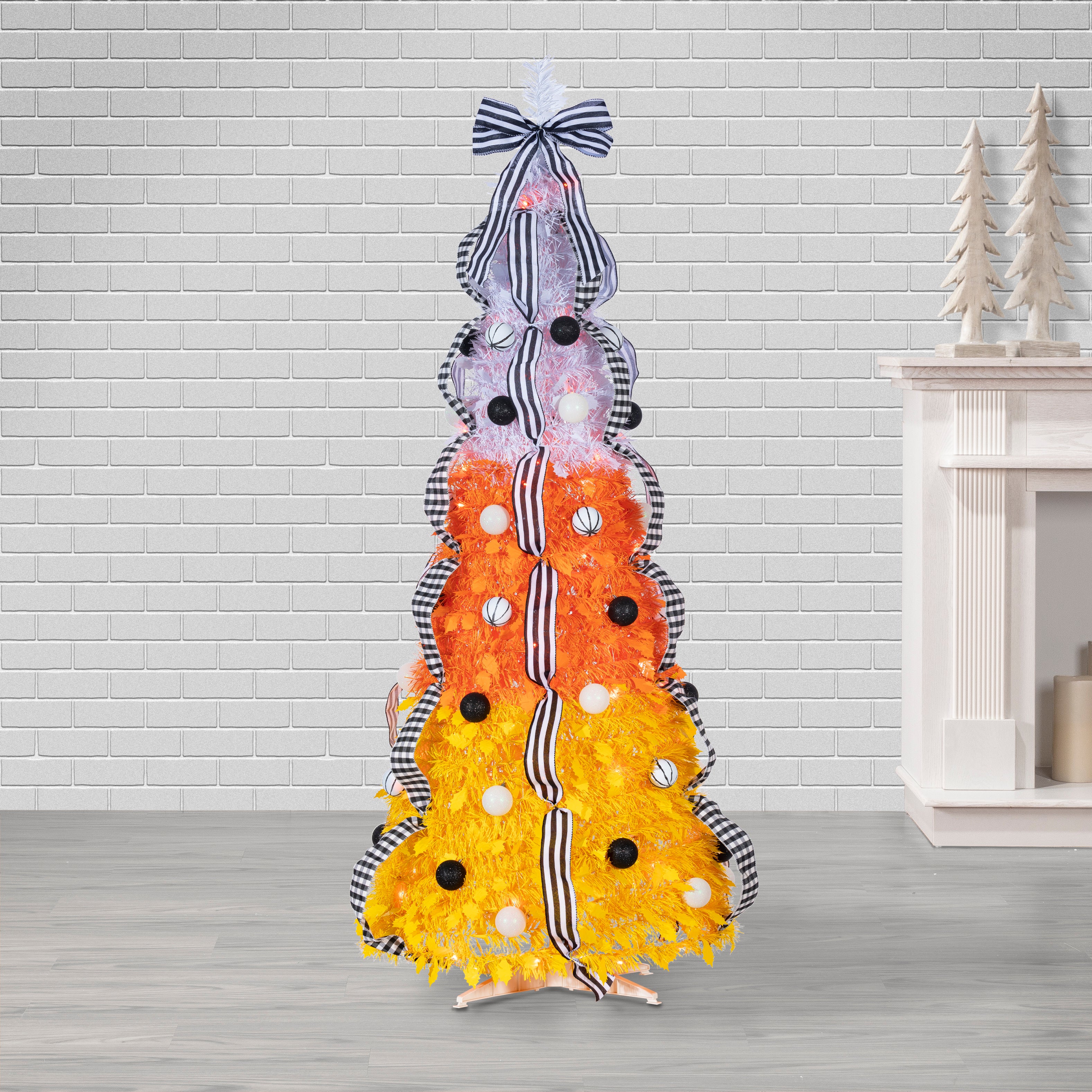 Sterling 6 ft. Pre Lit Orange LED Pop Up Candy Corn Halloween Tree